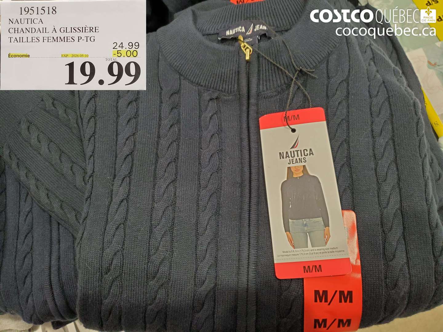 1951518 NAUTICA CHANDAIL À GLISSIÈRE TAILLES FEMMES P-TG ($5.00 INSTANT SAVINGS EXPIRES ON 2026-05-10) $19.99