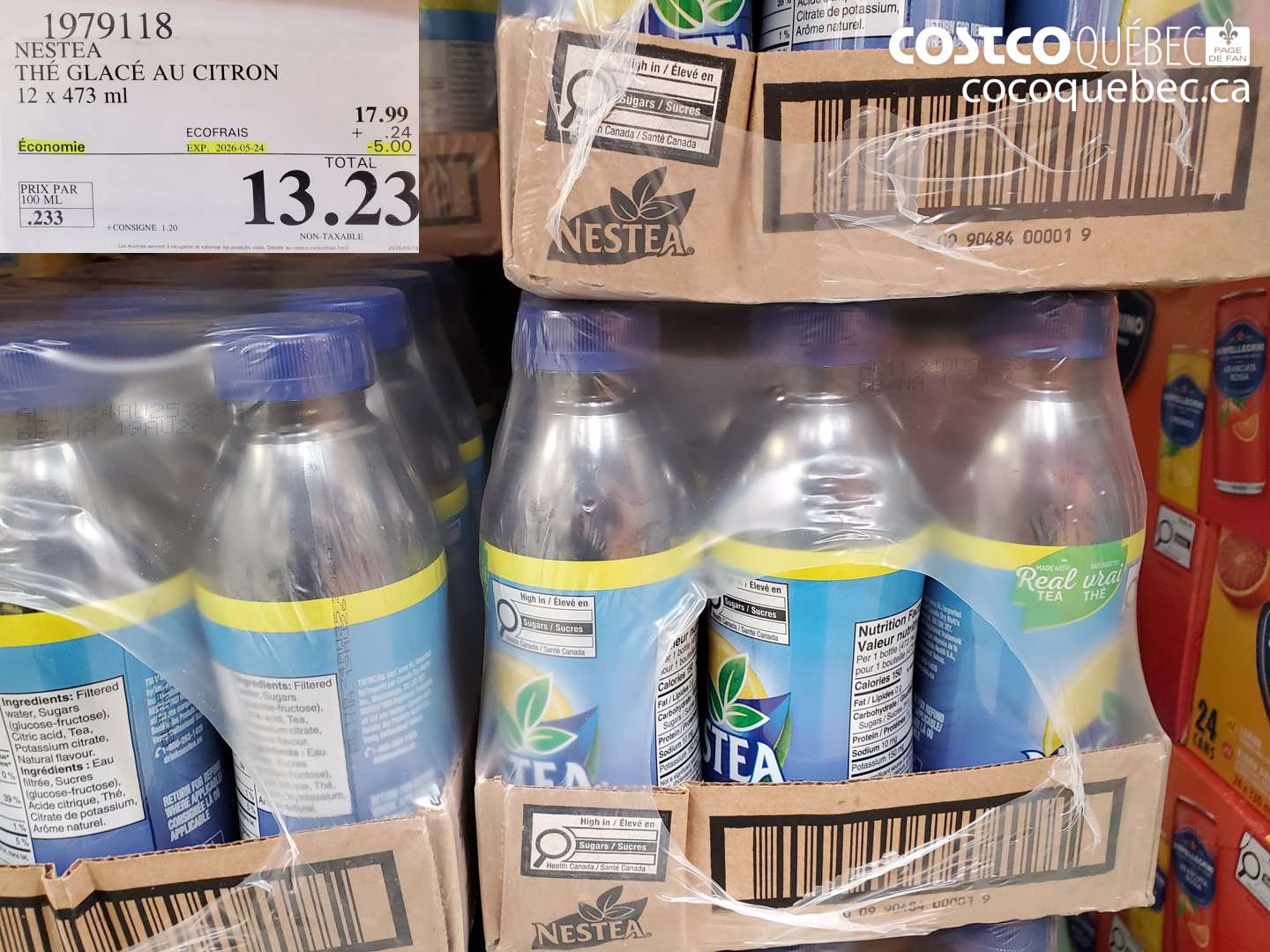 1979118 NESTEA THÉ GLACÉ AU CITRON 12 X 473 ML ($5.00 INSTANT SAVINGS EXPIRES ON 2026-05-24) $13.23
