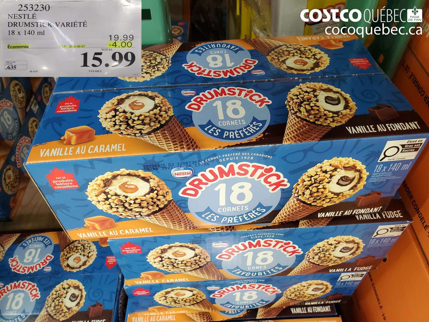 253230 NESTLÉ DRUMSTICK VARIÉTÉ 18 X 140 ML ($4.00 INSTANT SAVINGS EXPIRES ON 2026-06-07) $15.99