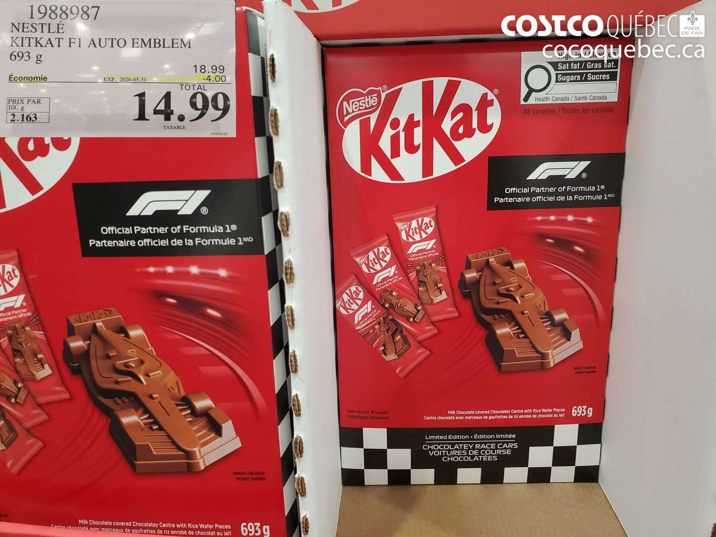 1988987 NESTLÉ KITKAT F1 AUTO EMBLEM 693 G ($4.00 INSTANT SAVINGS EXPIRES ON 2026-05-31) $14.99