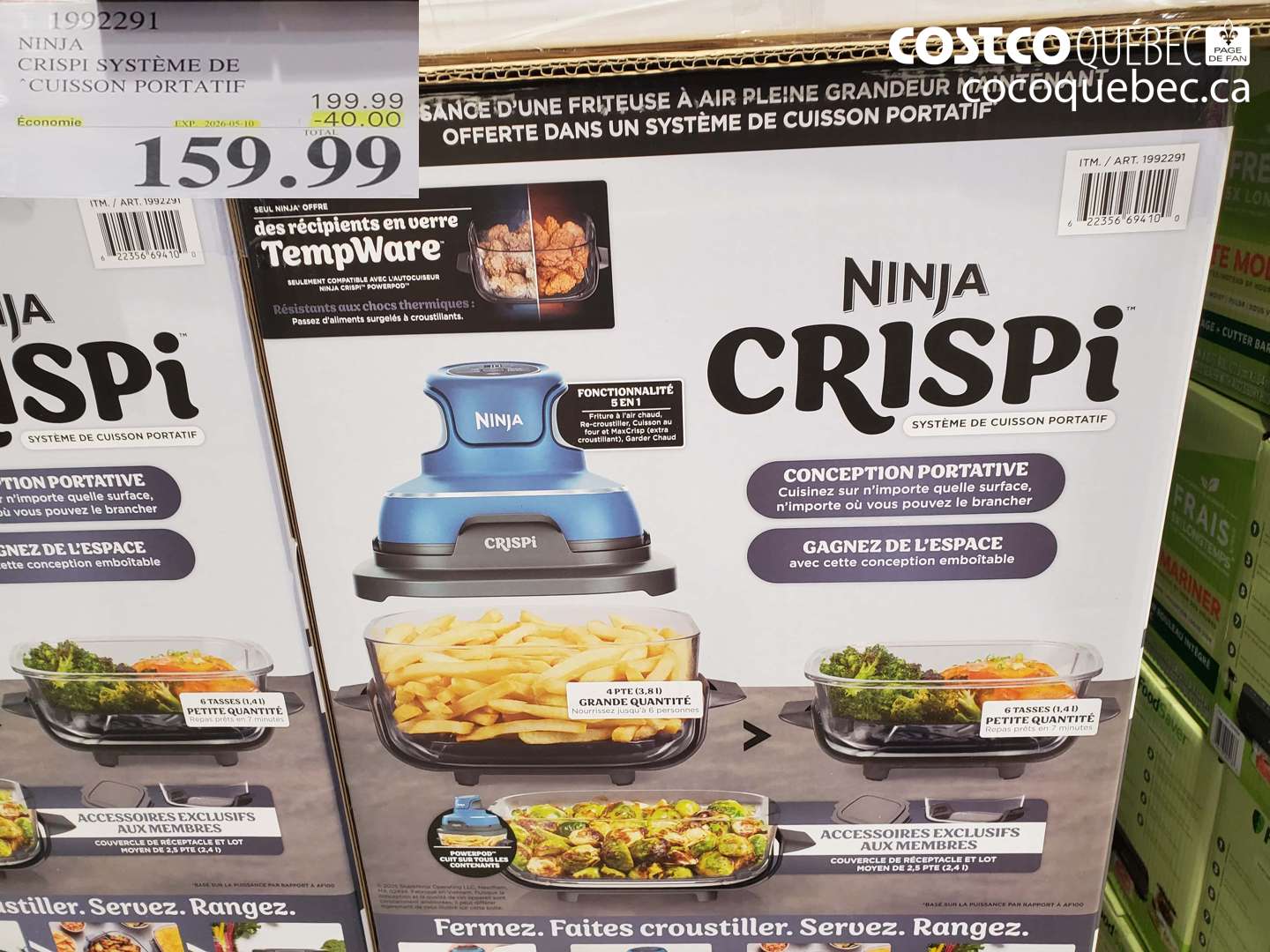 1992291 NINJA CRISPI SYSTÈME DE CUISSON PORTATIF ($40.00 INSTANT SAVINGS EXPIRES ON 2026-05-10) $159.99