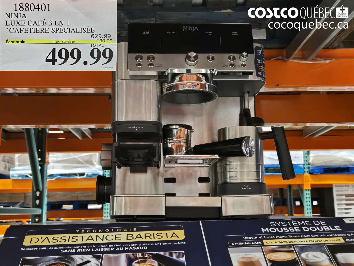 1880401 NINJA LUXE CAFE 3 EN 1 CAFETIERE SPECIALISEE ($130.00 INSTANT SAVINGS EXPIRES ON 2026-05-10) $499.99