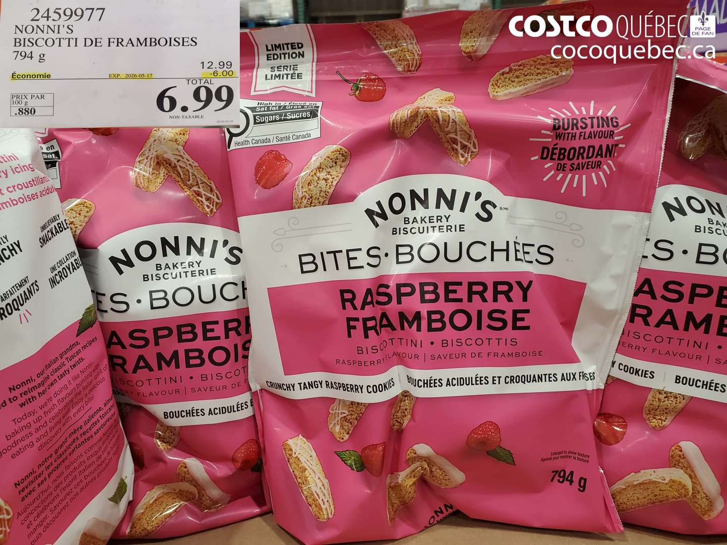 2459977 NONNI'S BISCOTTI DE FRAMBOISES ($6.00 INSTANT SAVINGS EXPIRES ON 2026-05-17) $6.99