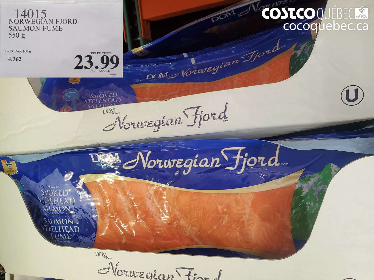 14015 NORWEGIAN FJORD SAUMON FUMÉ 550 G $23.99