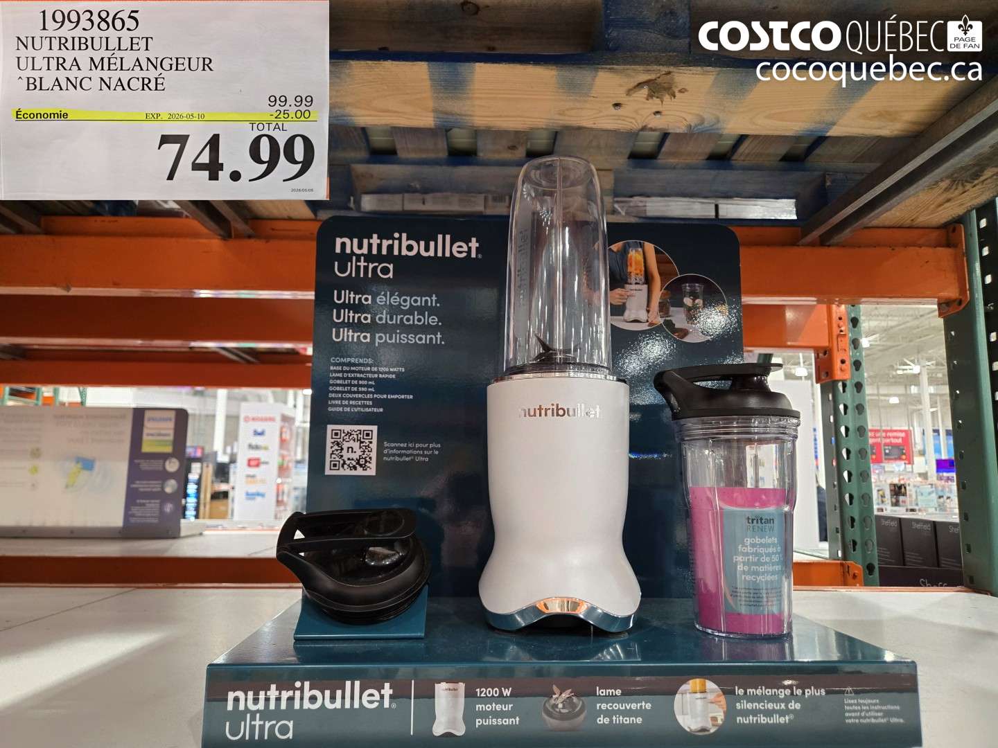 1993865 NUTRIBULLET ULTRA MÉLANGEUR BLANC NACRÉ ($25.00 INSTANT SAVINGS EXPIRES ON 2026-05-10) $74.99