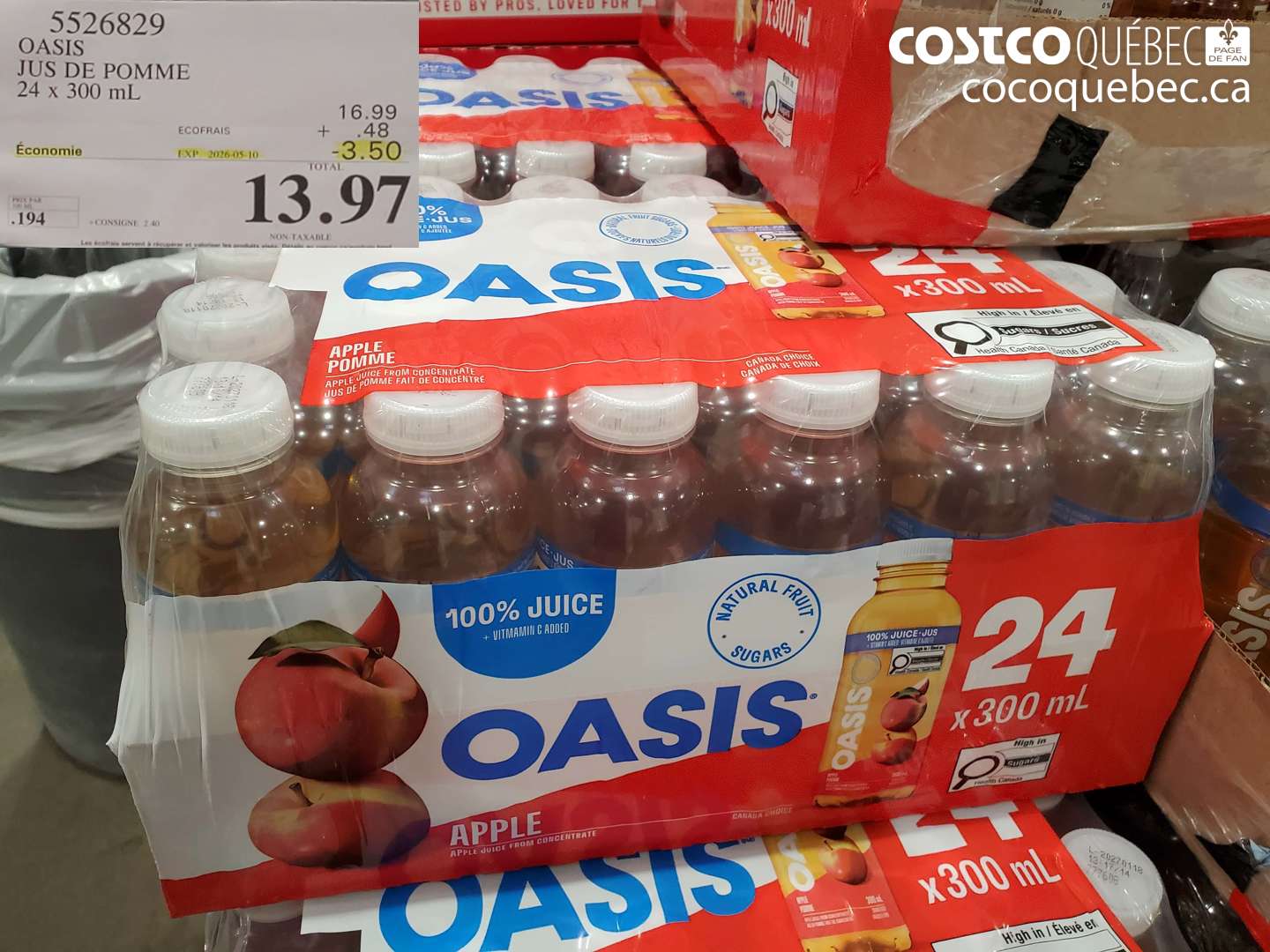 5526829 OASIS JUS DE POMME 24 X 300 ML ($3.50 INSTANT SAVINGS EXPIRES ON 2026-05-10) $13.97