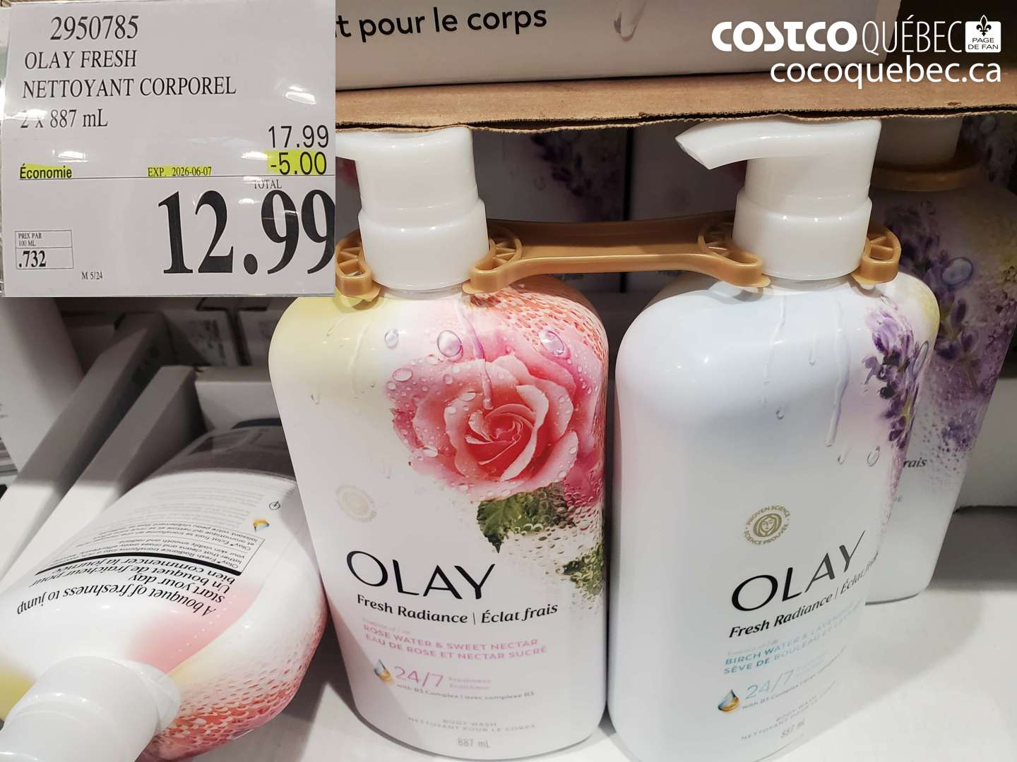2950785 OLAY FRESH NETTOYANT CORPOREL 2 X 887 ML ($5.00 INSTANT SAVINGS EXPIRES ON 2026-06-07) $12.99