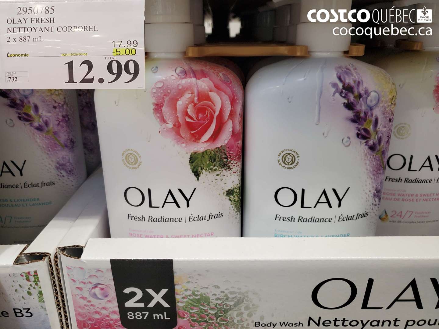 2950785 OLAY FRESH NETTOYANT CORPOREL 2 X 887 ML ($5.00 INSTANT SAVINGS EXPIRES ON 2026-06-07) $12.99