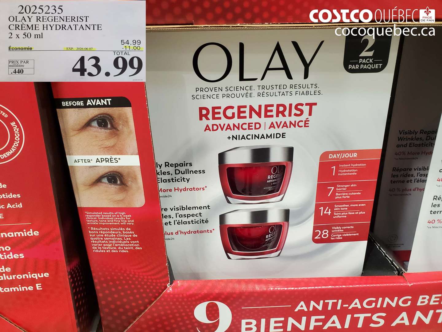 2025235 OLAY REGENERIST CRÈME HYDRATANTE 2 X 50 ML ($11.00 INSTANT SAVINGS EXPIRES ON 2026-06-07) $43.99