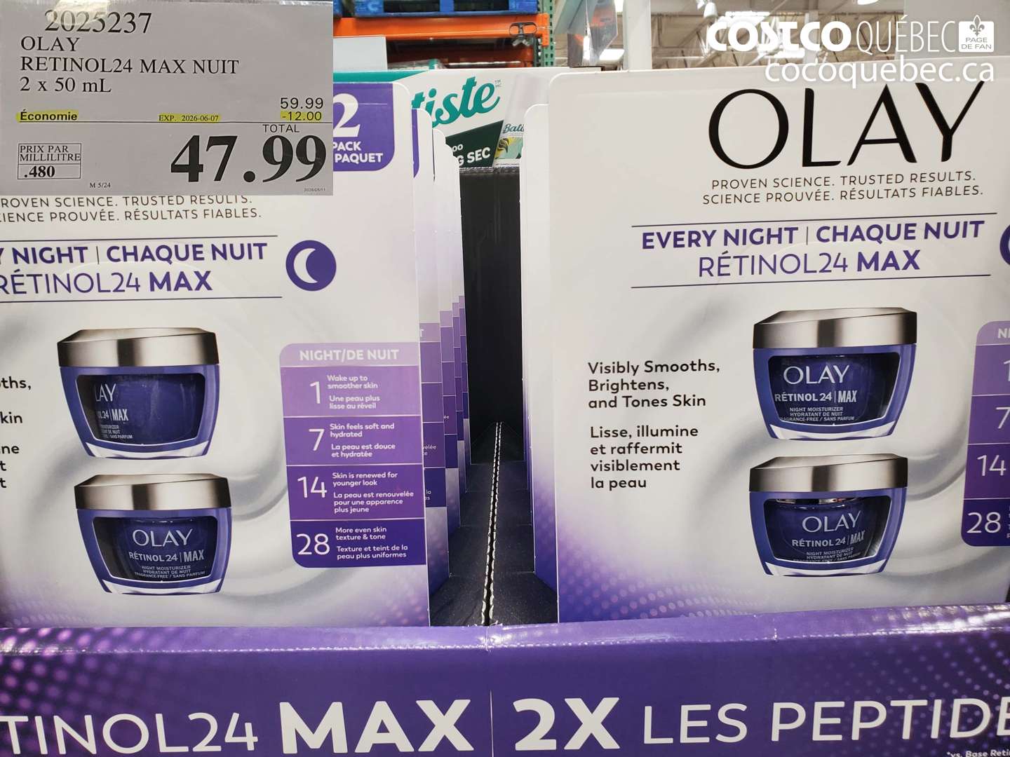 2025237 OLAY RETINOL24 MAX NUIT 2 X 50 ML ($12.00 INSTANT SAVINGS EXPIRES ON 2026-06-07) $47.99