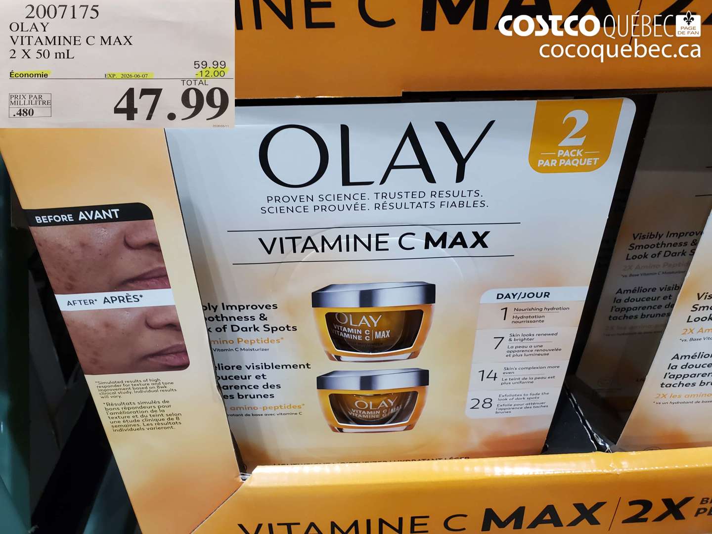 2007175 OLAY VITAMINE C MAX 2 X 50 ML ($12.00 INSTANT SAVINGS EXPIRES ON 2026-06-07) $47.99