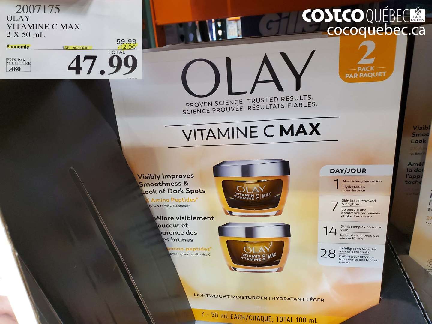 2007175 OLAY VITAMINE C MAX 2 X 50 ML ($12.00 INSTANT SAVINGS EXPIRES ON 2026-06-07) $47.99