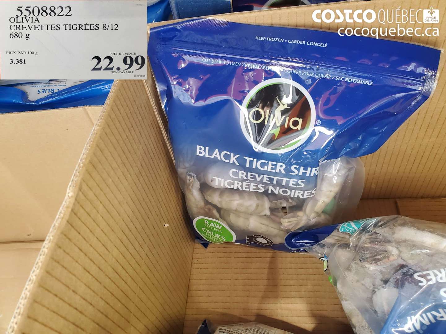 5508822 OLIVIA CREVETTES TIGRÉES 8/12 680 G $22.99