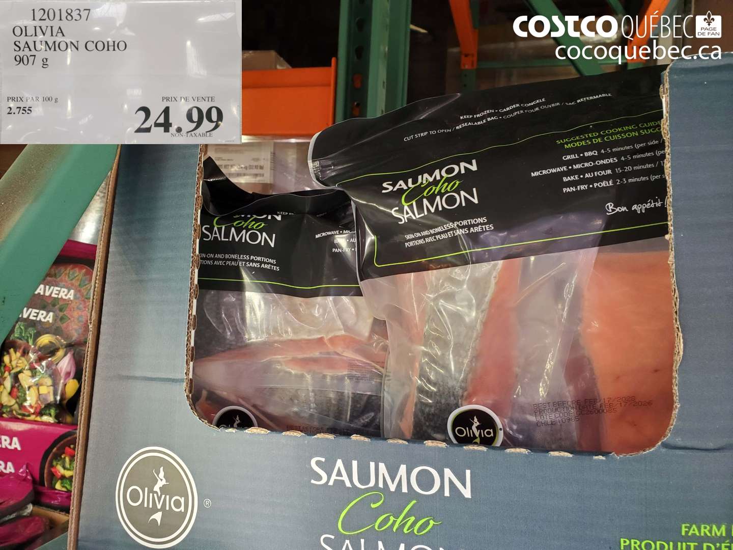 1201837 OLIVIA SAUMON COHO 907 G $24.99