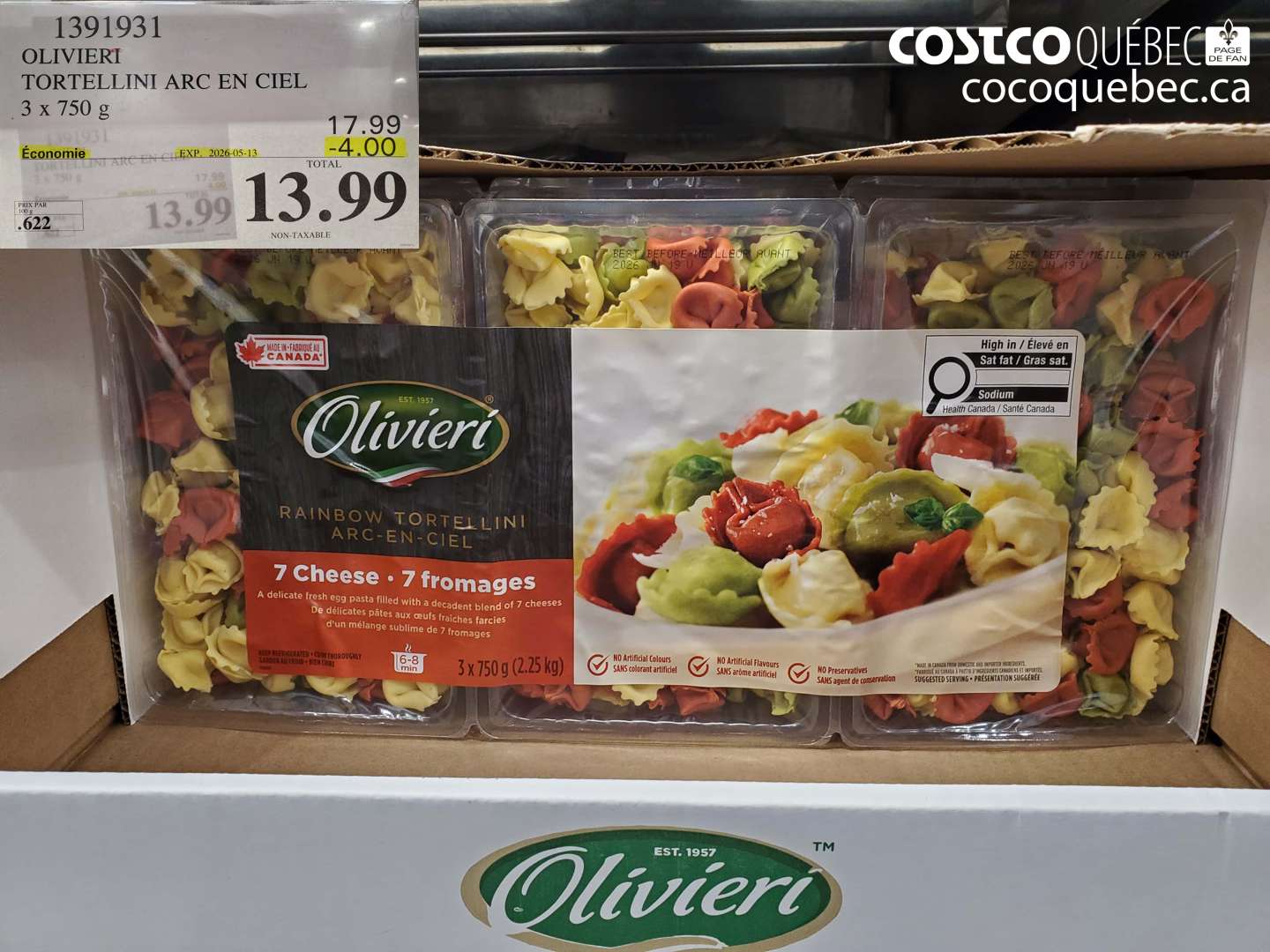 1391931 OLIVIERI TORTELLINI ARC EN CIEL ($4.00 INSTANT SAVINGS EXPIRES ON 2026-05-13) $13.99