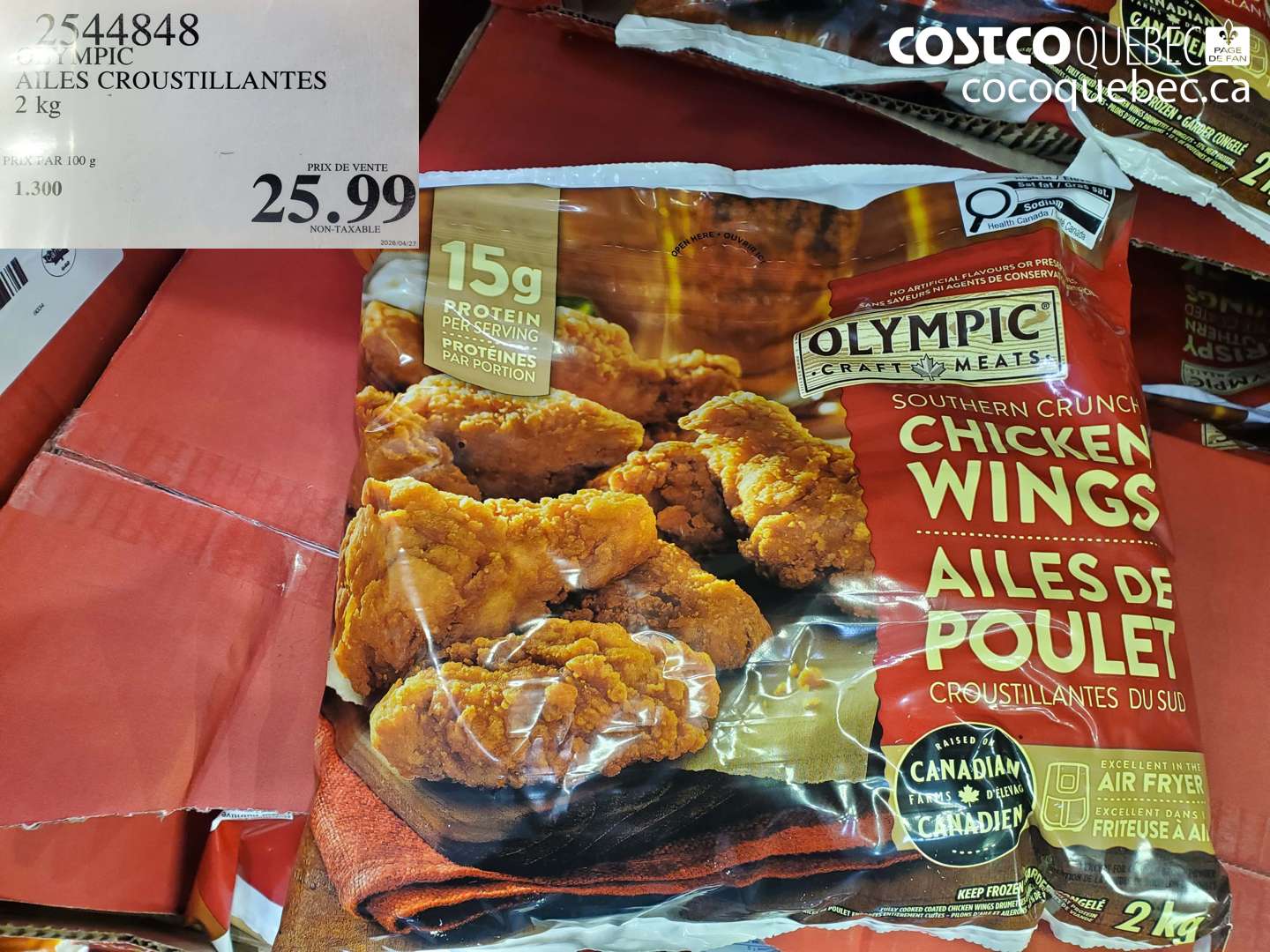 2544848 OLYMPIC AILES CROUSTILLANTES 2 KG $25.99