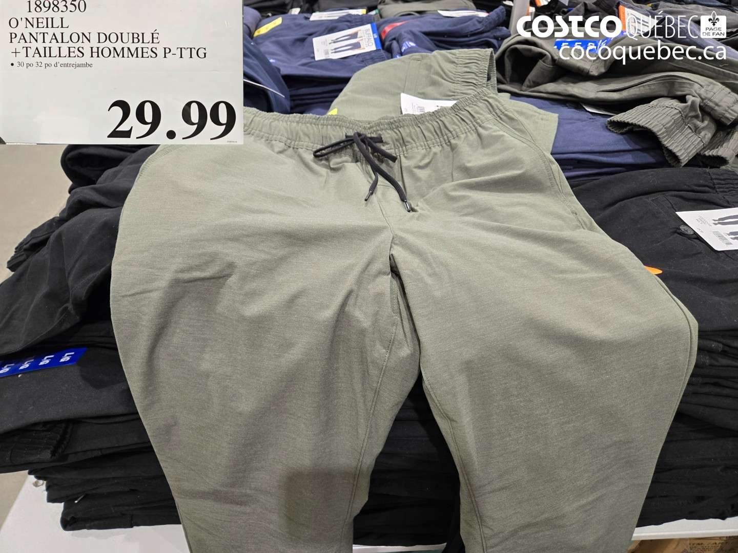 1898350 O'NEILL PANTALON DOUBLÉ +TAILLES HOMMES P-TTG $29.99
