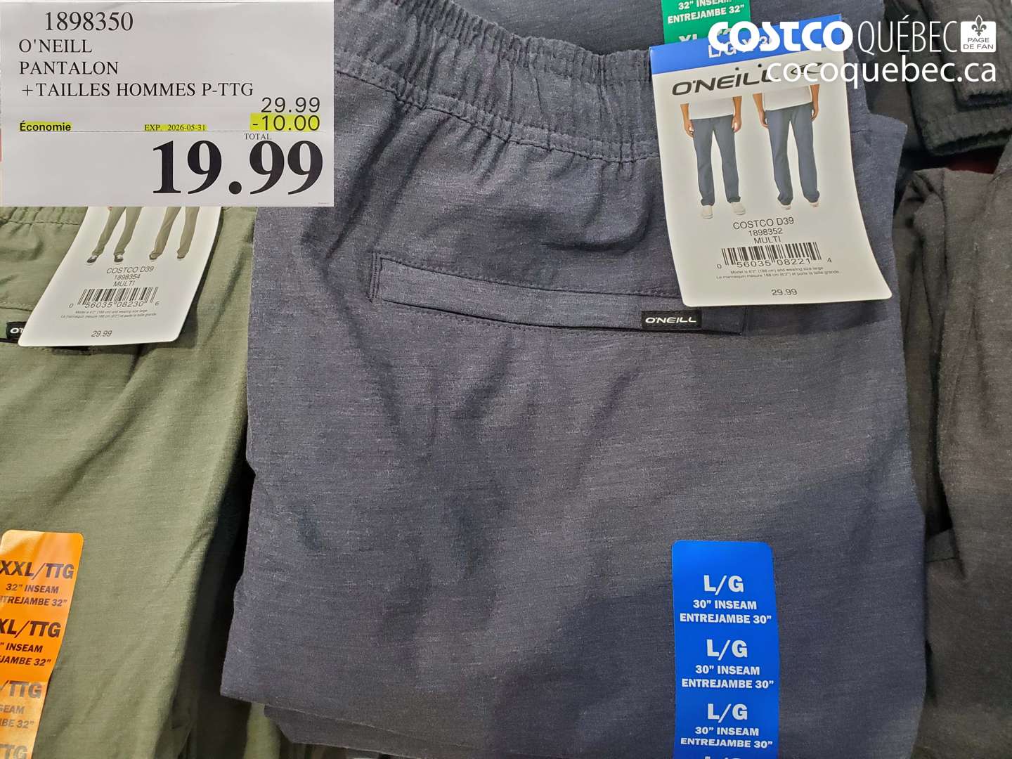 1898350 O'NEILL PANTALON + TAILLES HOMMES P-TTG ($10.00 INSTANT SAVINGS EXPIRES ON 2026-05-31) $19.99