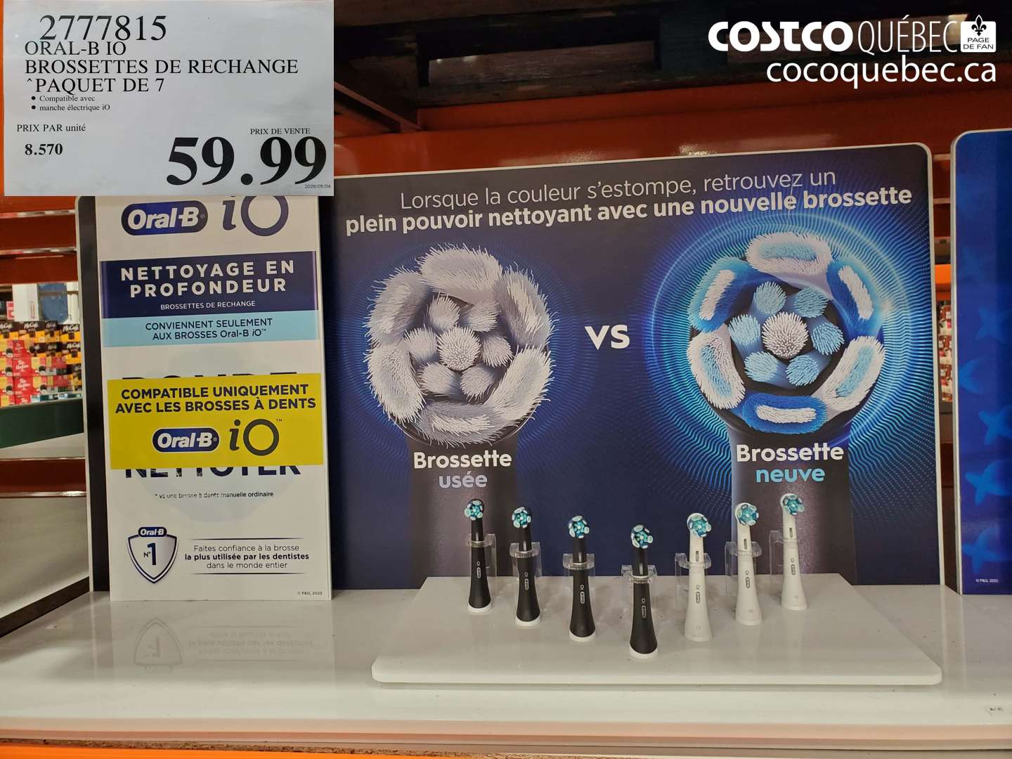 2777815 ORAL-B IO BROSSETTES DE RECHANGE PAQUET DE 7 $59.99