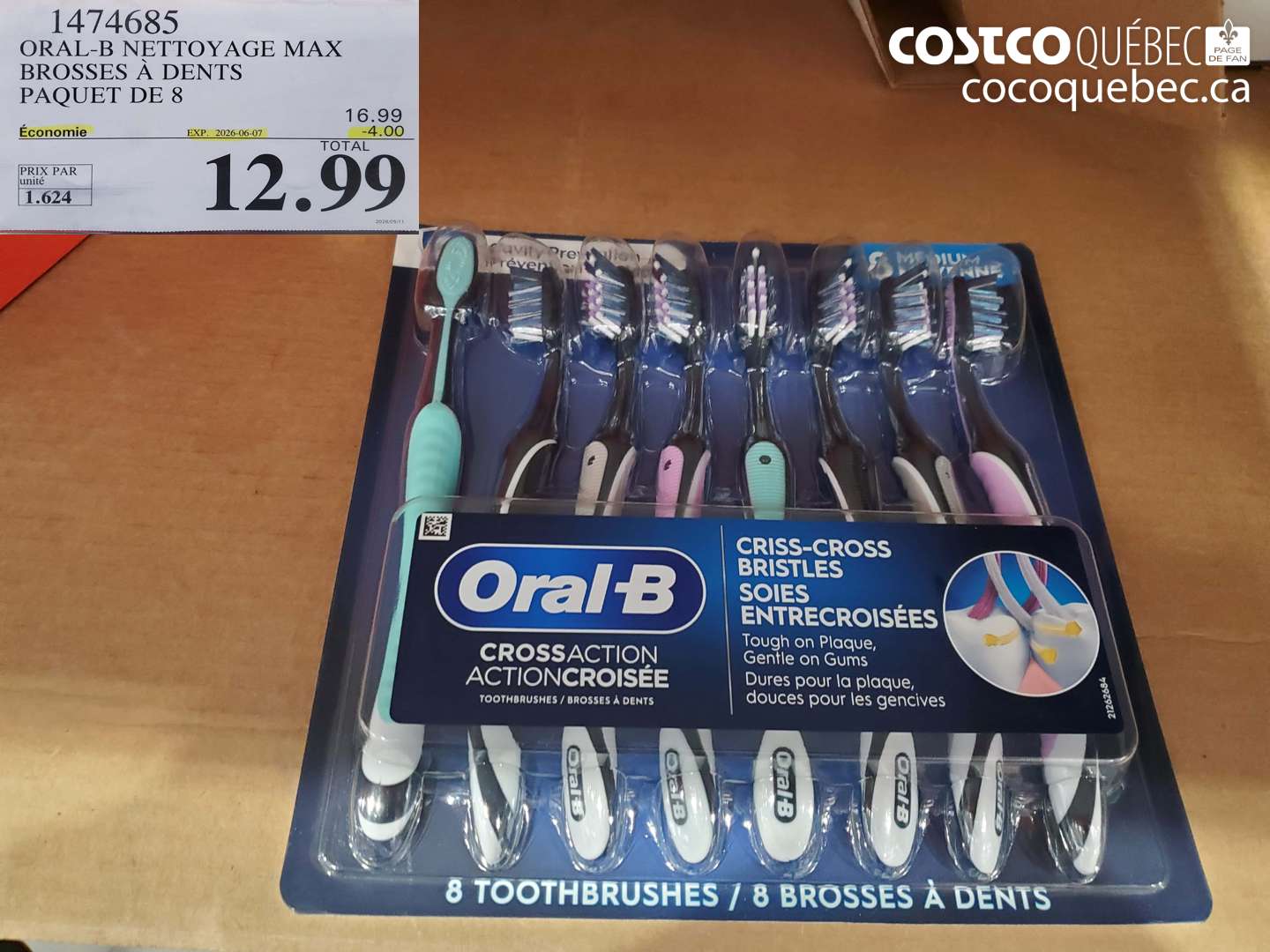 1474685 ORAL-B NETTOYAGE MAX BROSSES À DENTS PAQUET DE 8 ($4.00 INSTANT SAVINGS EXPIRES ON 2026-06-07) $12.99