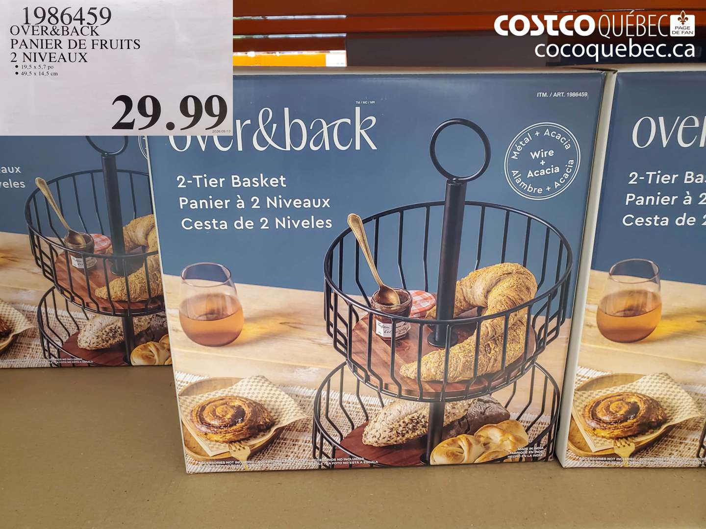 1986459 OVER&BACK PANIER DE FRUITS 2 NIVEAUX $29.99