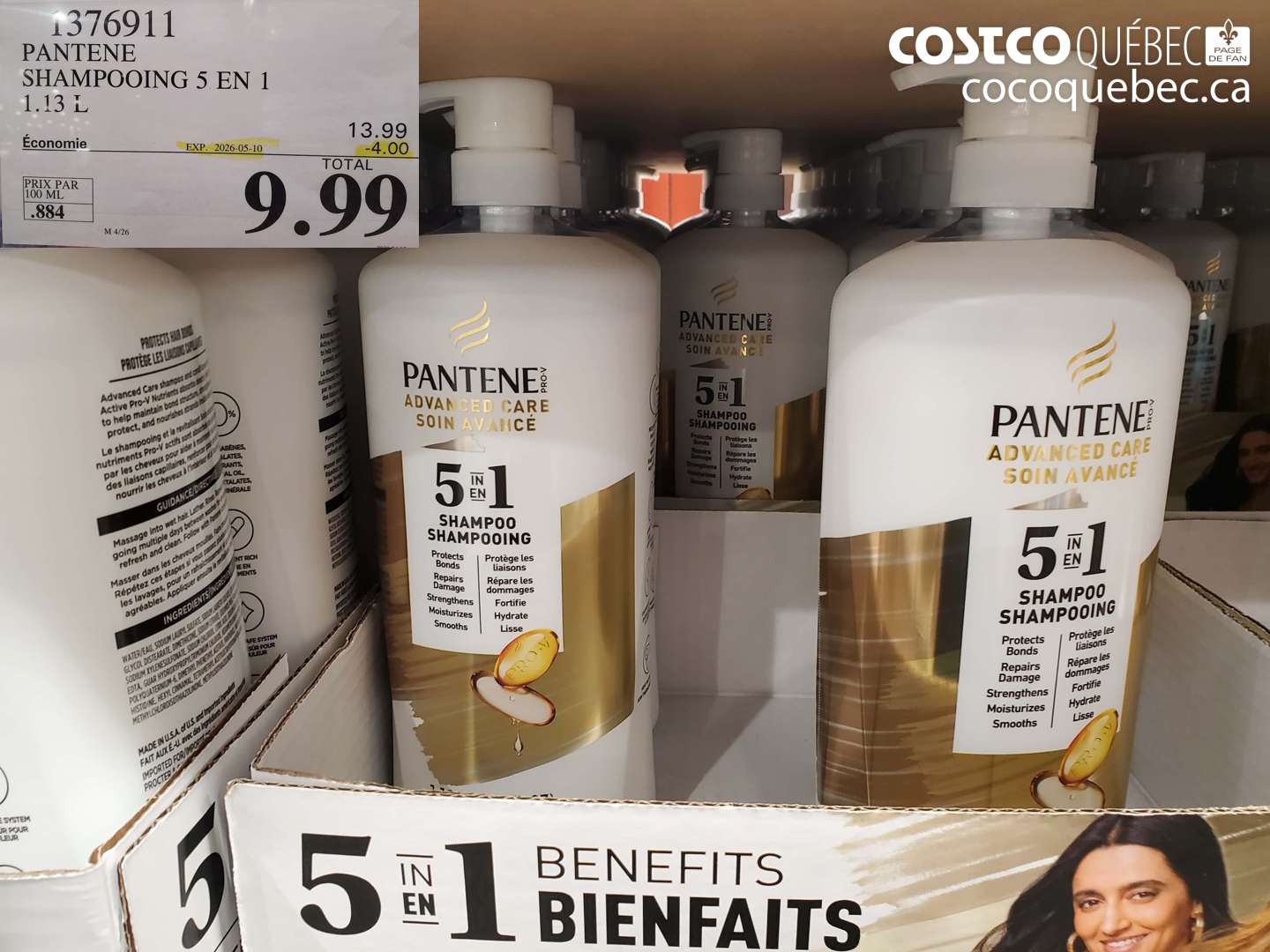 1376911 PANTENE SHAMPOOING 5 EN 1 1.13 L ($4.00 INSTANT SAVINGS EXPIRES ON 2026-05-10) $9.99