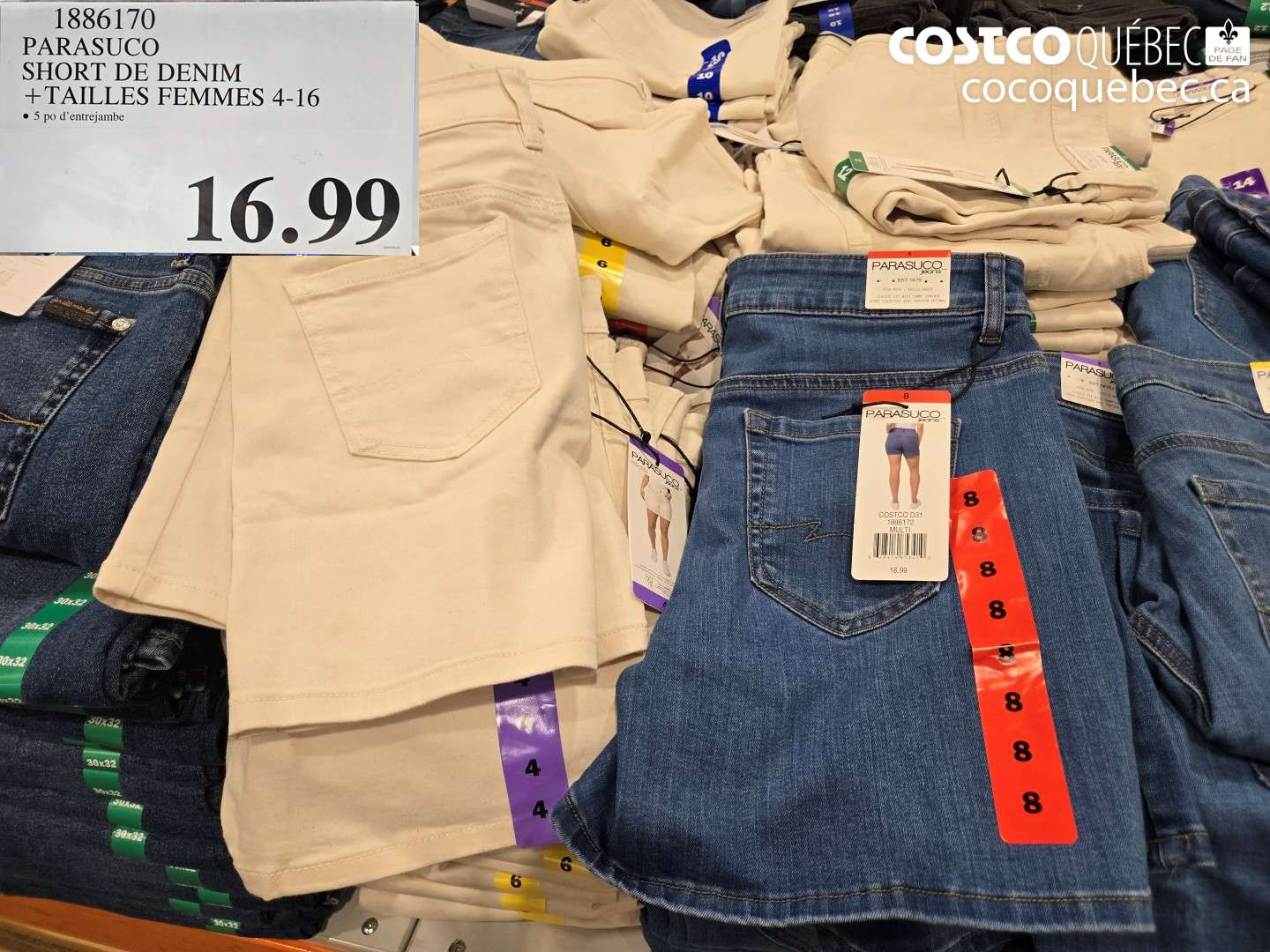 1886170 PARASUCO SHORT DE DENIM + TAILLES FEMMES 4-16 $16.99