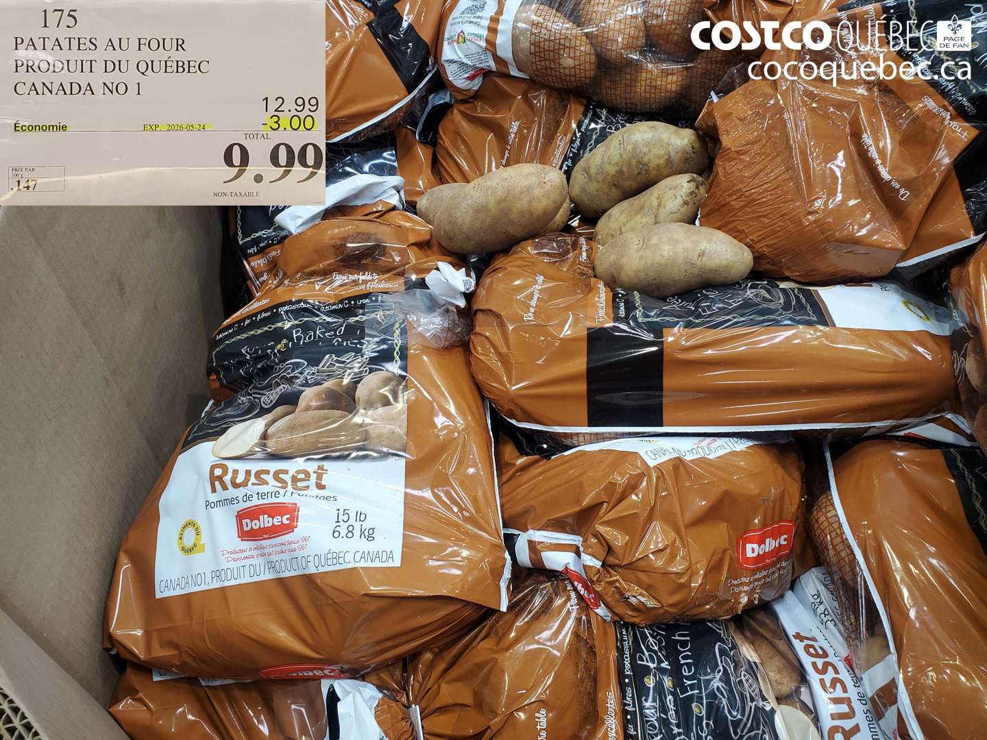 175 PATATES AU FOUR PRODUIT DU QUÉBEC CANADA NO 1 ($3.00 INSTANT SAVINGS EXPIRES ON 2026-05-24) $9.99