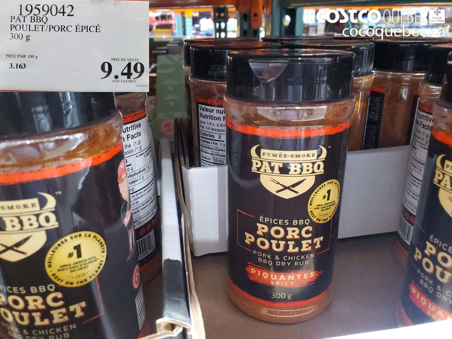 1959042 PAT BBQ POULET/PORC ÉPICÉ 300 G $9.49