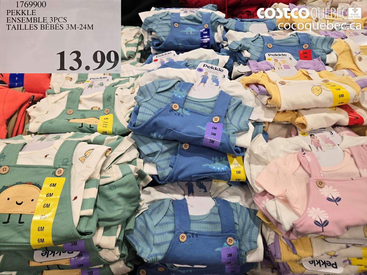 1769900 PEKKLE ENSEMBLE,3PCS TAILLES BEBES 3M-24M $13.99