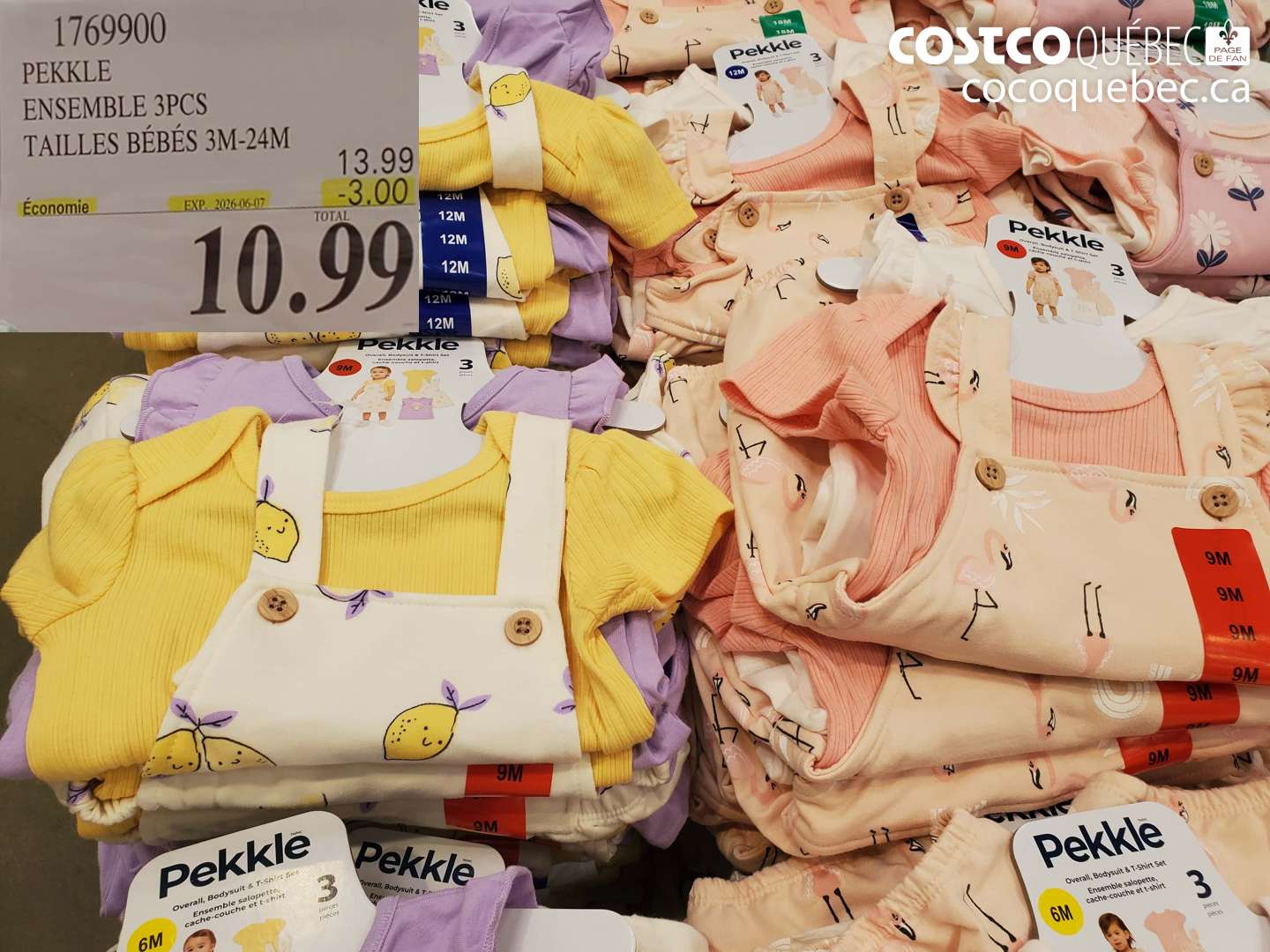1769900 PEKKLE ENSEMBLE 3PCS TAILLES BÉBÉS 3M-24M ($3.00 INSTANT SAVINGS EXPIRES ON 2026-06-07) $10.99