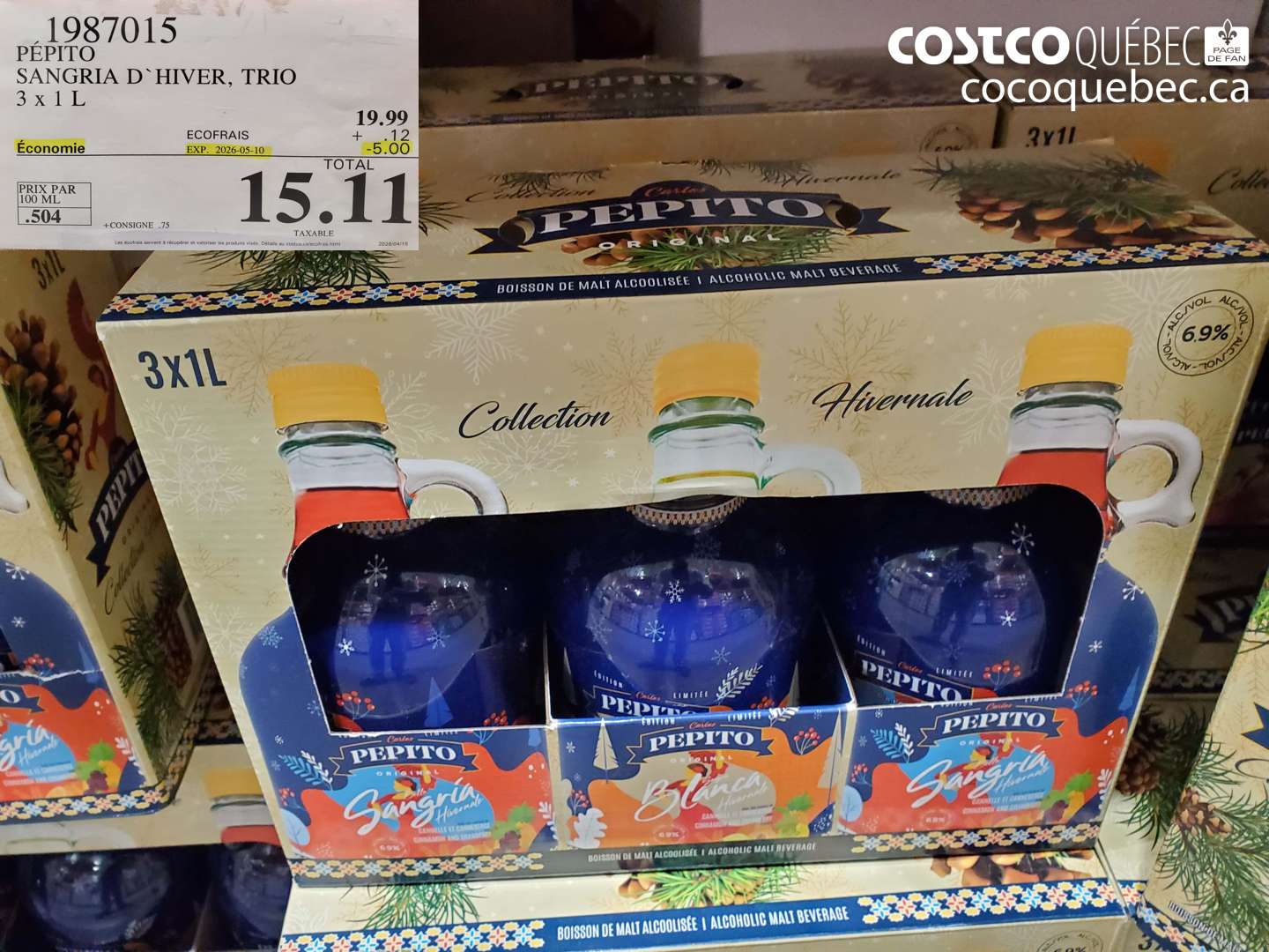1987015 PEPITO SANGRIA D`HIVER, TRIO 3 X 1 L ($5.00 INSTANT SAVINGS EXPIRES ON 2026-05-10) $15.11