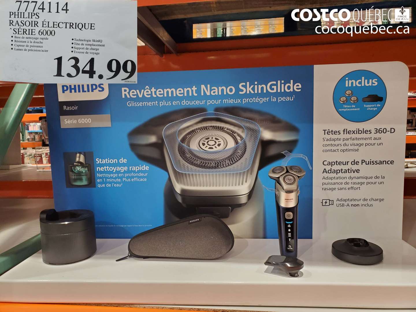 7774114 PHILIPS RASOIR ÉLECTRIQUE SÉRIE 6000 $134.99
