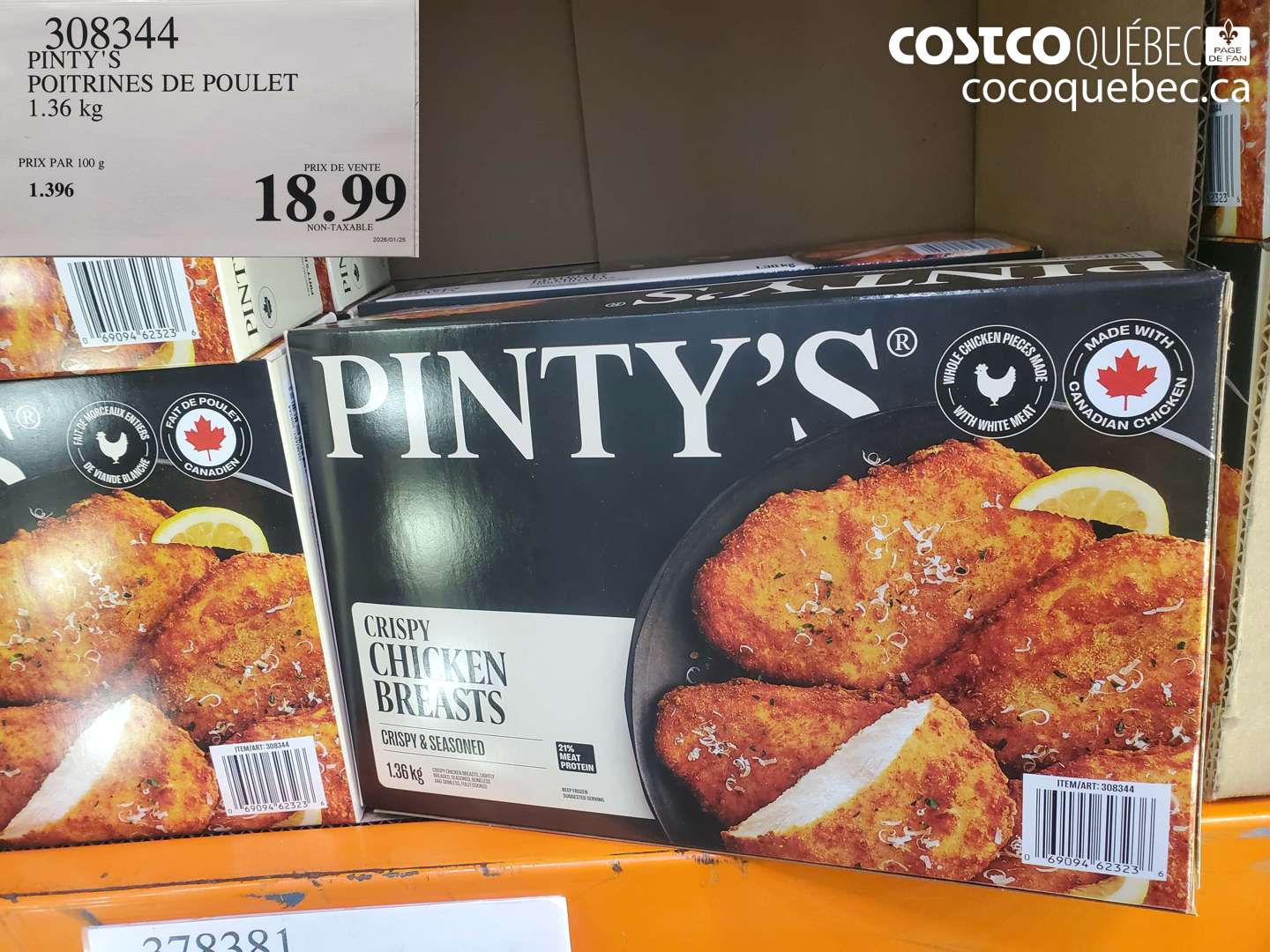 308344 PINTY'S POITRINES DE POULET 1.36 KG $18.99