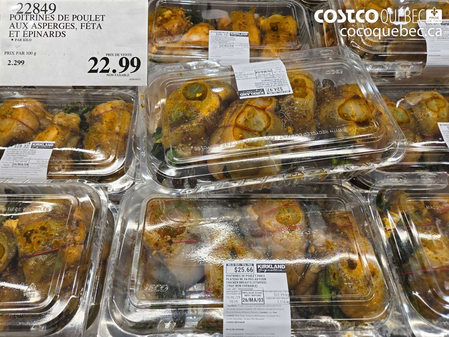 22849 POITRINES DE POULET AUX ASPERGES, FETA ET EPINARDS $22.99