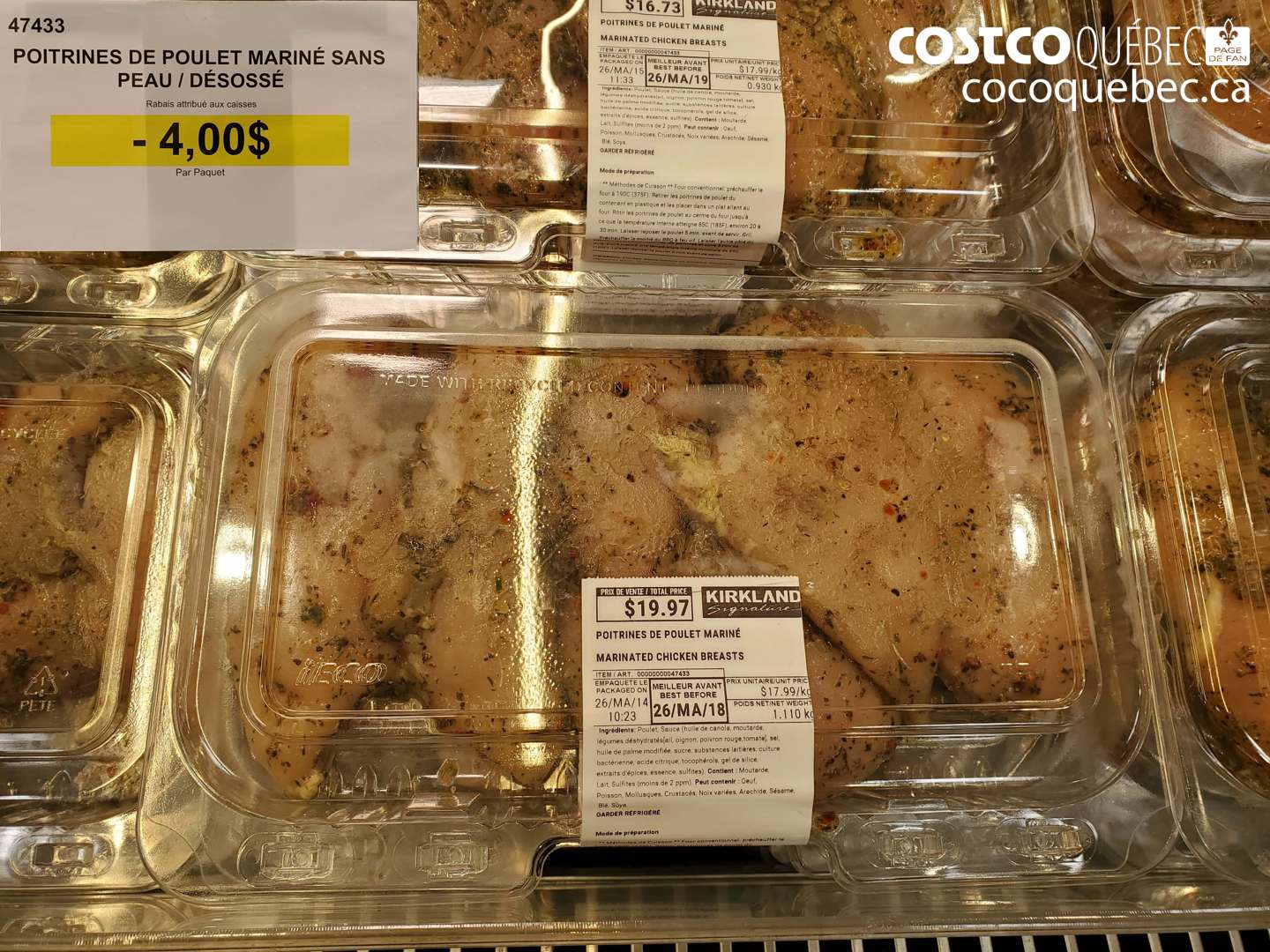 47433 POITRINES DE POULET MARINÉ SANS PEAU / DÉSOSSÉ ($4.00 INSTANT SAVINGS)