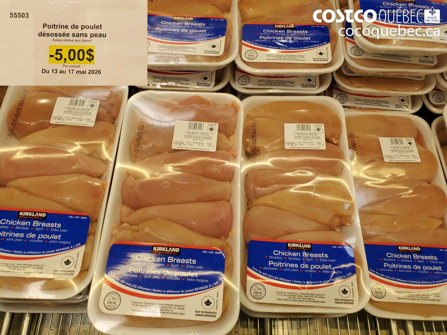 55503 POITRINE DE POULET DÉSOSSÉE SANS PEAU ($5.00 INSTANT SAVINGS EXPIRES ON 2026-05-17)
