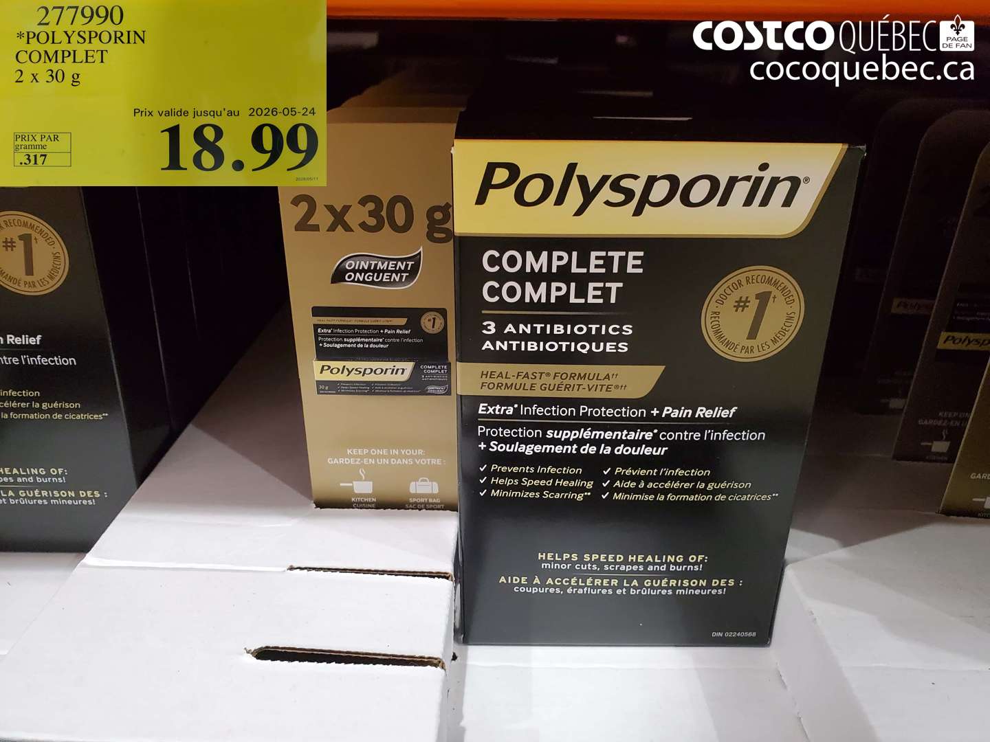 277990 POLYSPORIN COMPLET 2 X 30 G (EXPIRES ON 2026-05-24) $18.99