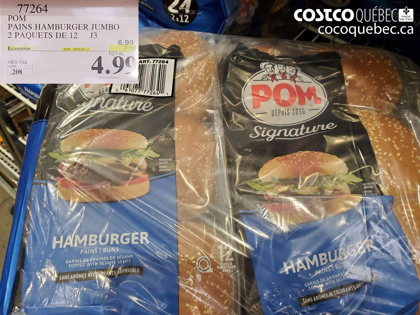 77264 POM PAINS HAMBURGER JUMBO 2 PAQUETS DE 12 ($2.00 INSTANT SAVINGS EXPIRES ON 2026-05-17) $4.99