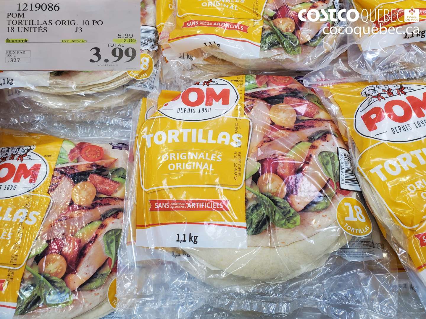 1219086 POM TORTILLAS ORIG. 10 PO 18 UNITÉS ($2.00 INSTANT SAVINGS EXPIRES ON 2026-05-24) $3.99