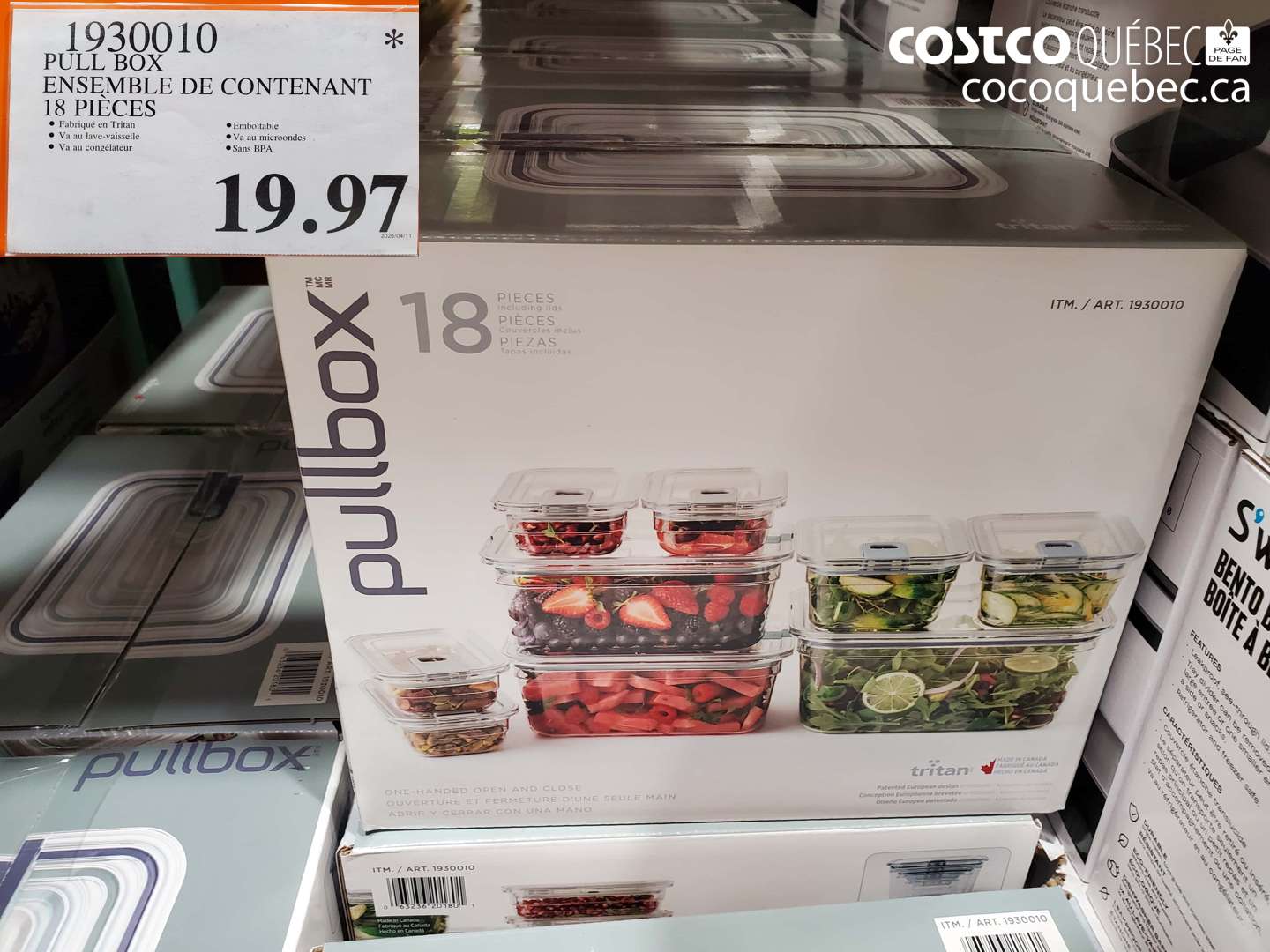 1930010 PULL BOX ENSEMBLE DE CONTENANT 18 PIÈCES $19.97