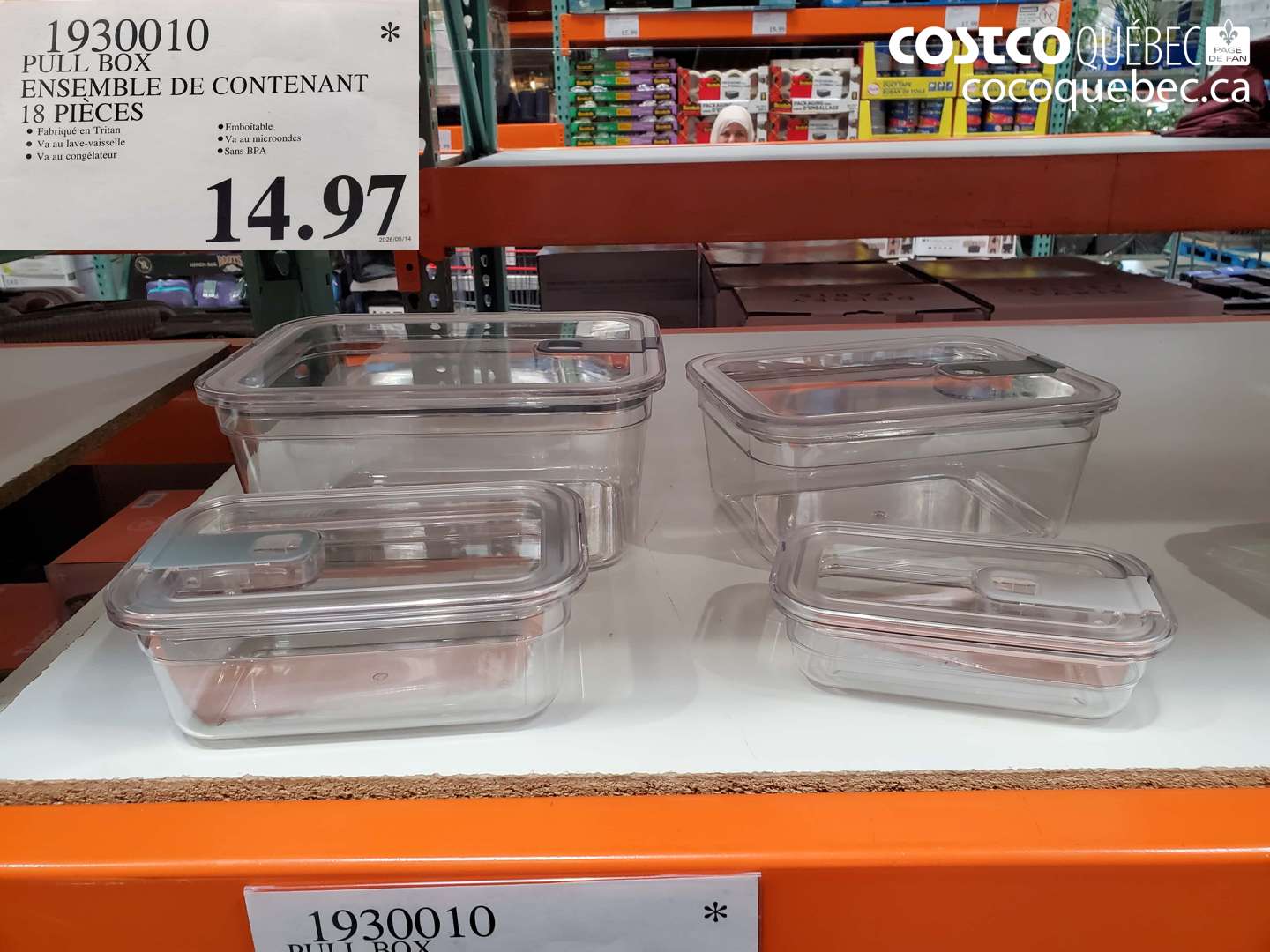 1930010 PULL BOX ENSEMBLE DE CONTENANT 18 PIÈCES $14.97