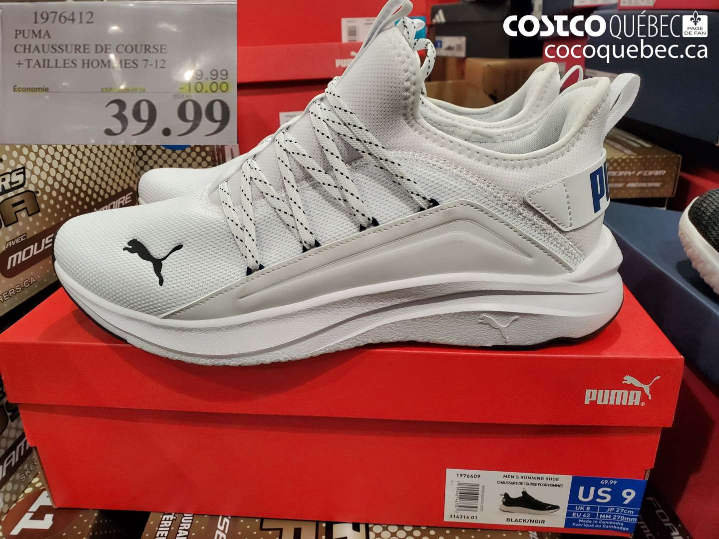 1976412 PUMA CHAUSSURE DE COURSE + TAILLES HOMMES 7-12 ($10.00 INSTANT SAVINGS EXPIRES ON 2026-05-24) $39.99