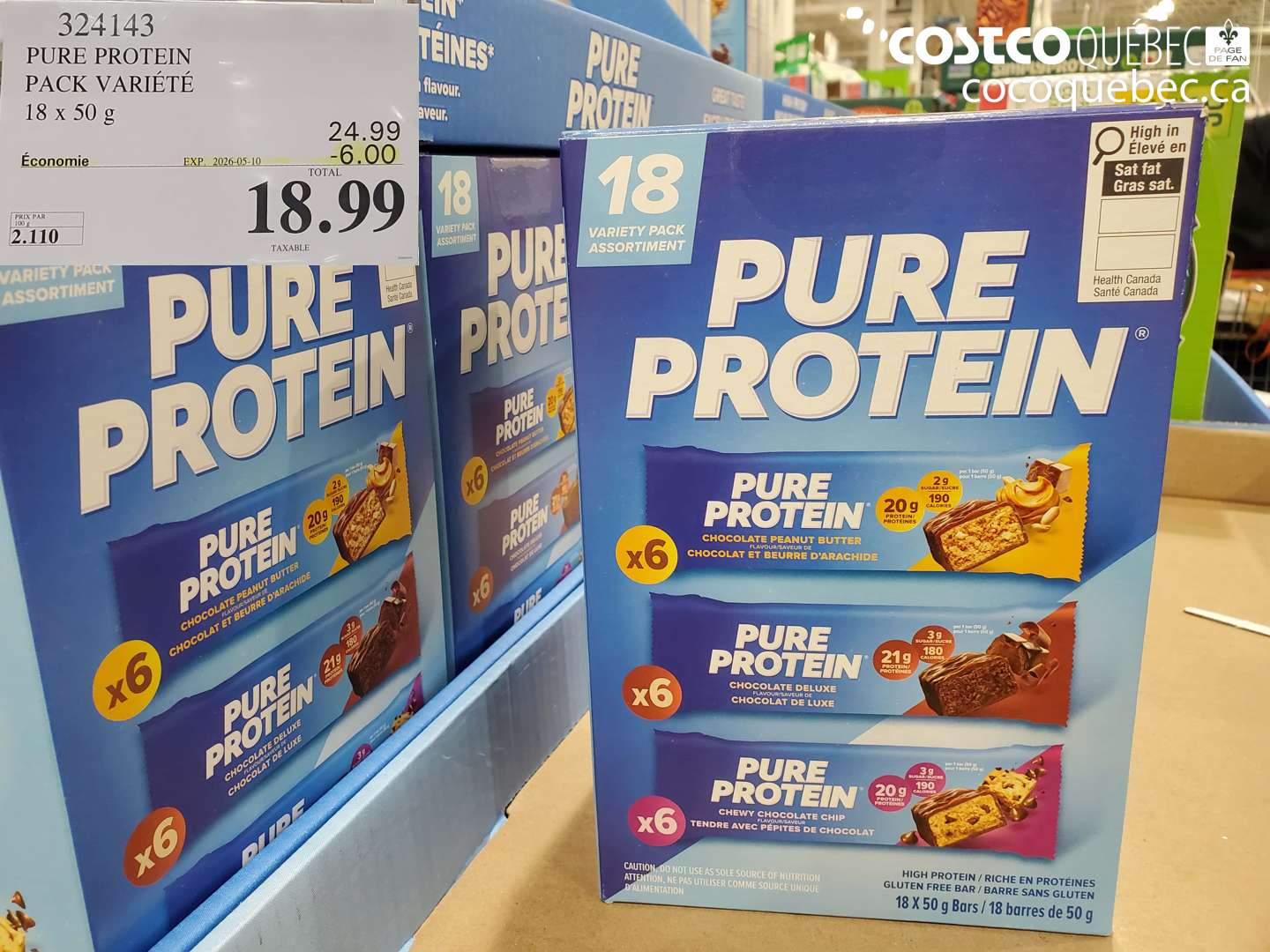 324143 PURE PROTEIN PACK VARIÉTÉ 18 X 50 G ($6.00 INSTANT SAVINGS EXPIRES ON 2026-05-10) $18.99