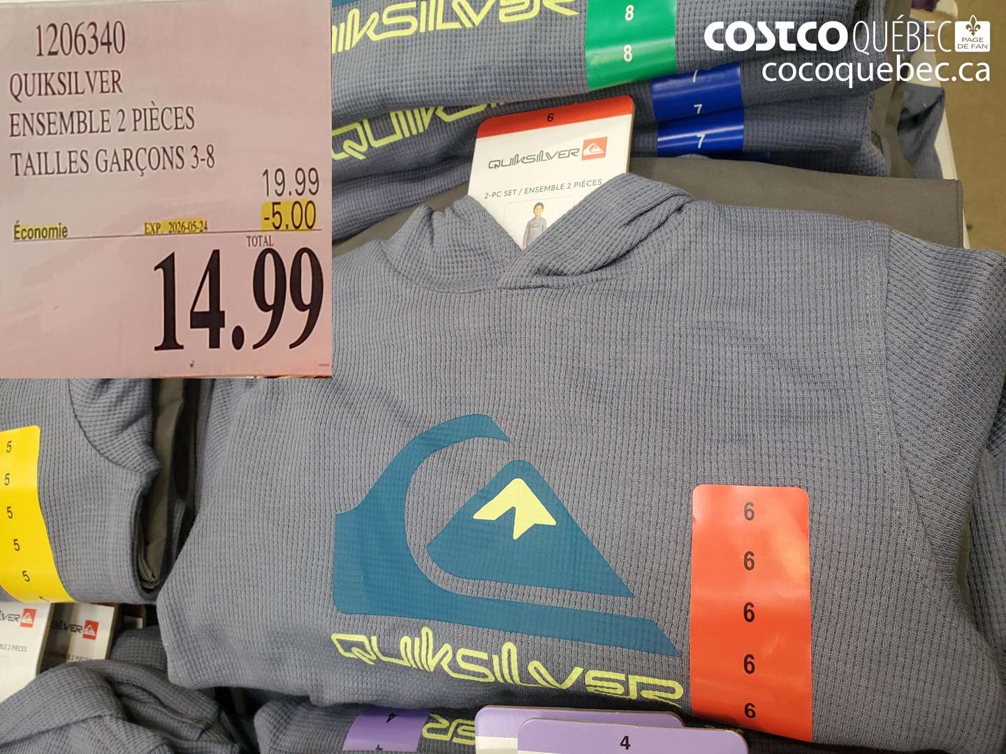 1206340 QUIKSILVER ENSEMBLE 2 PIÈCES TAILLES GARÇONS 3-8 ($5.00 INSTANT SAVINGS EXPIRES ON 2026-05-24) $14.99