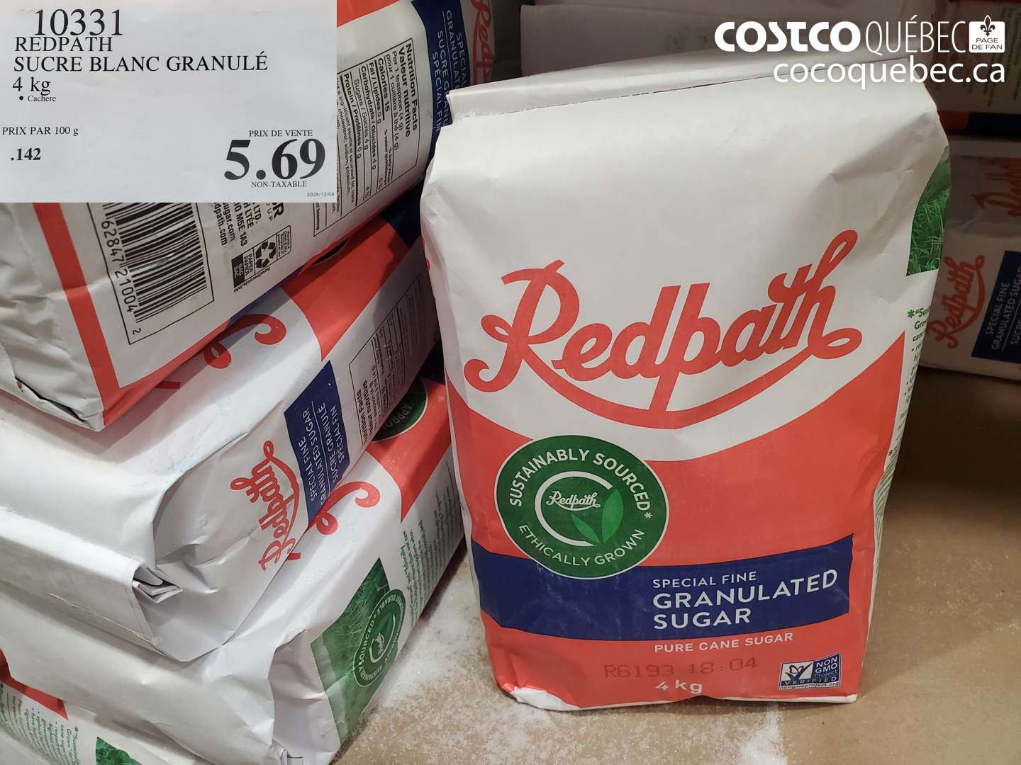 10331 REDPATH SUCRE BLANC GRANULÉ 4 KG $5.69