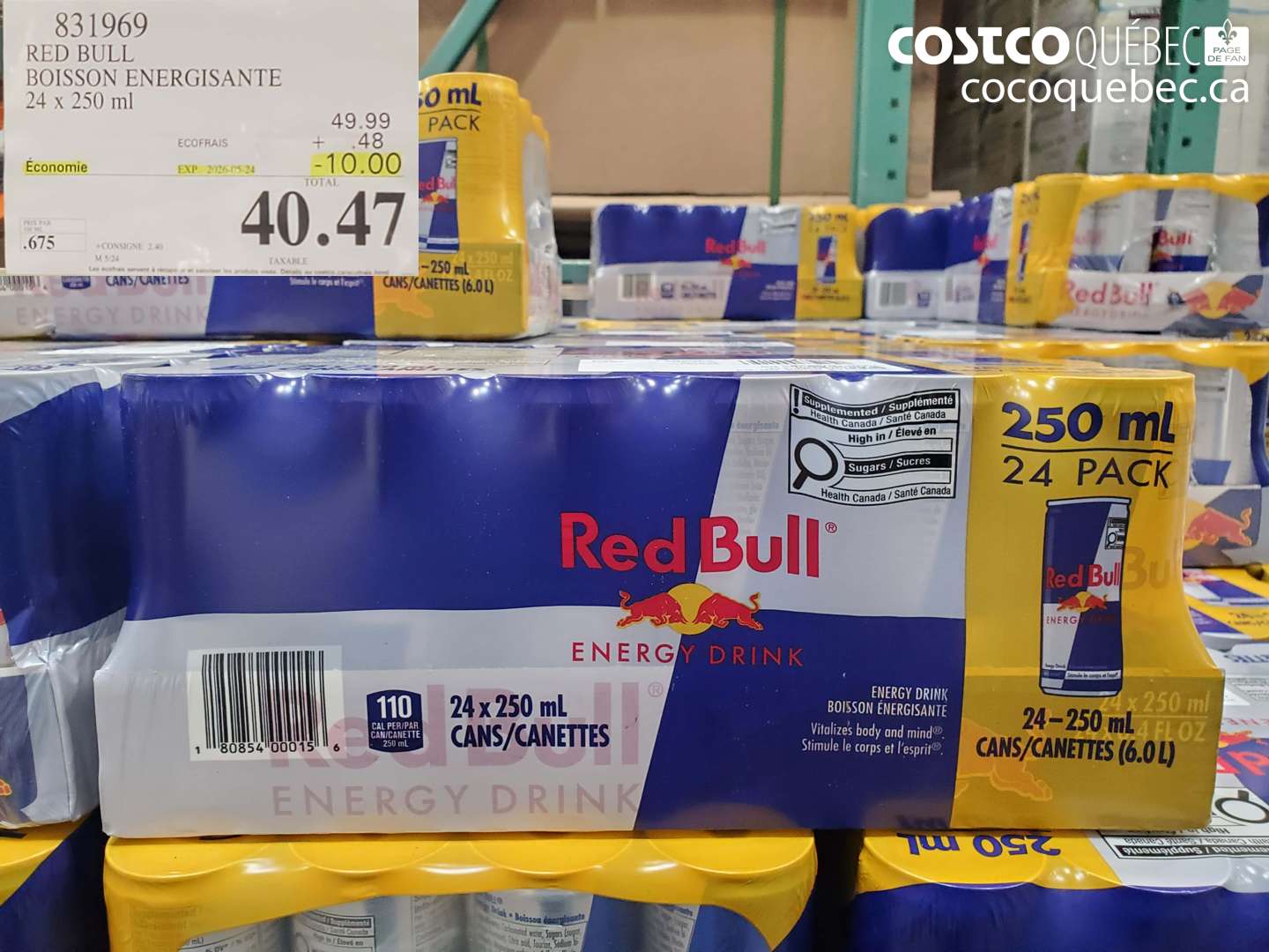 831969 RED BULL BOISSON ENERGISANTE 24 X 250 ML ($10.00 INSTANT SAVINGS EXPIRES ON 2026-05-24) $40.47