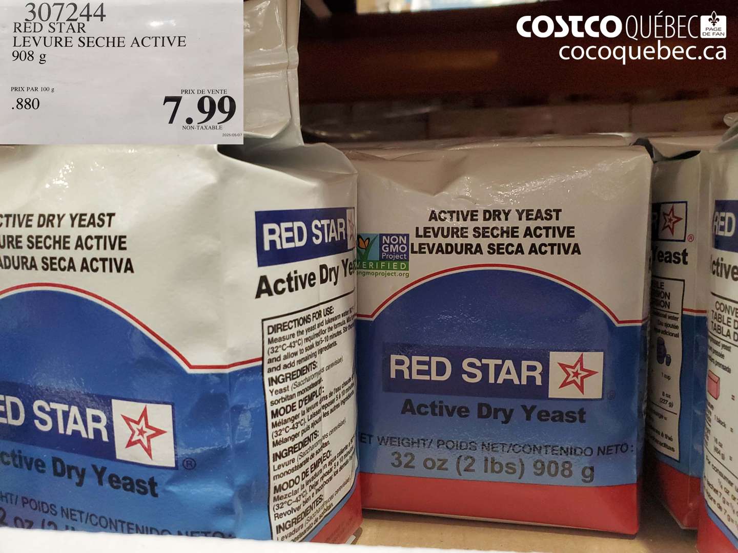 307244 RED STAR LEVURE SECHE ACTIVE 908 G $7.99