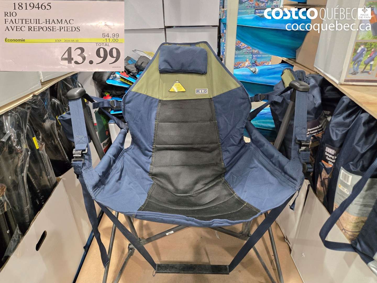 1819465 RIO FAUTEUIL-HAMAC AVEC REPOSE-PIEDS ($11.00 INSTANT SAVINGS EXPIRES ON 2026-05-10) $43.99