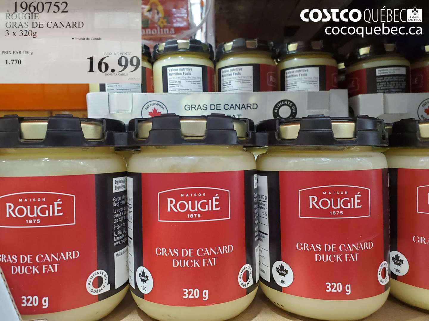 1960752 ROUGIE GRAS DE CANARD 3 X 320G $16.99